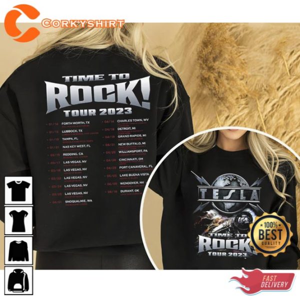 TESLA Time To Rock! Tour 2023 Tour T-Shirt Gift For Fan