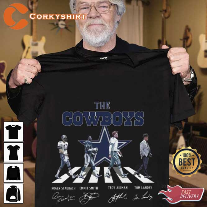 Dallas Cowboys Skyline Abbey Road Michael Irvin Emmitt Smith Daryl Johnston  And Troy Aikman Signatures Shirt, hoodie, sweater, long sleeve and tank top