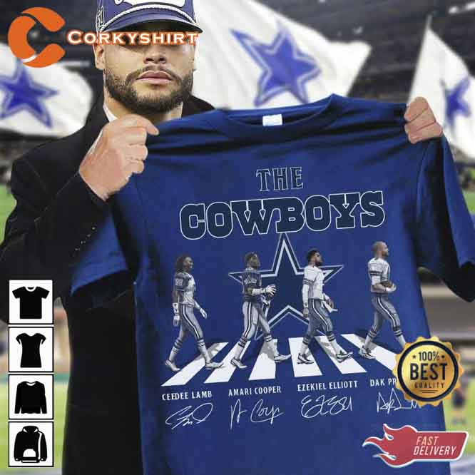 Dallas Cowboys Skyline Abbey Road Michael Irvin Emmitt Smith Daryl Johnston  And Troy Aikman Signatures Shirt, hoodie, sweater, long sleeve and tank top