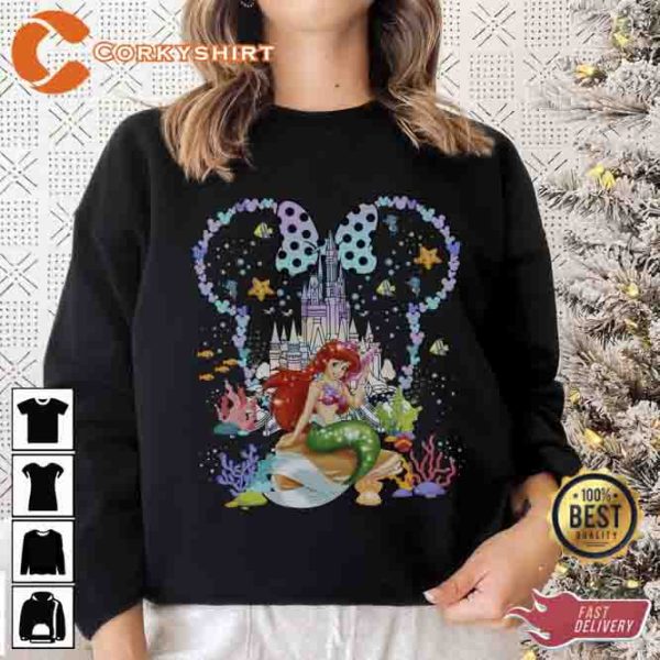 The Little Mermaid Ariel Minnie Mouse Disney Castle Shirt