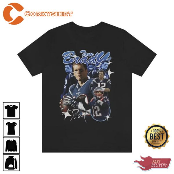 Tom Brady 90s Style Vintage Collage T Shirt Black