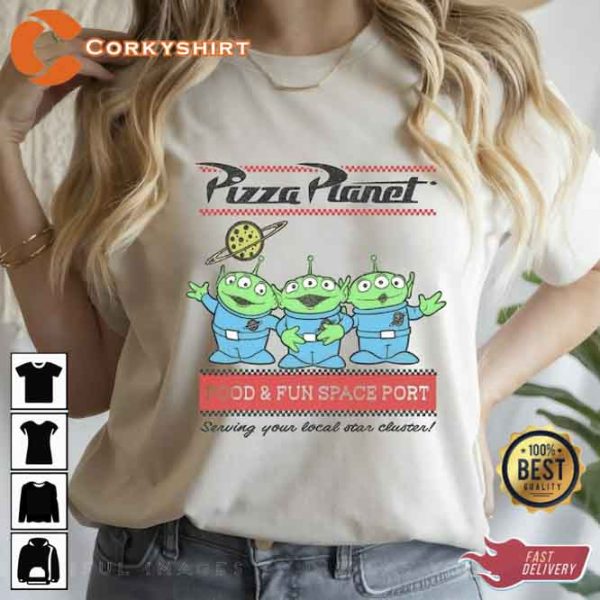 Toy Story Aliens Pizza Planet Pastel Logo Shirt