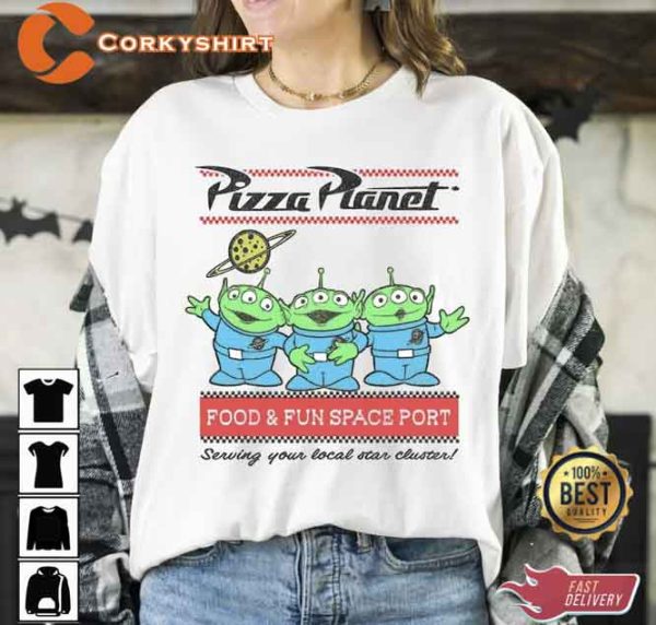 Toy Story Aliens Pizza Planet Pastel Logo Shirt