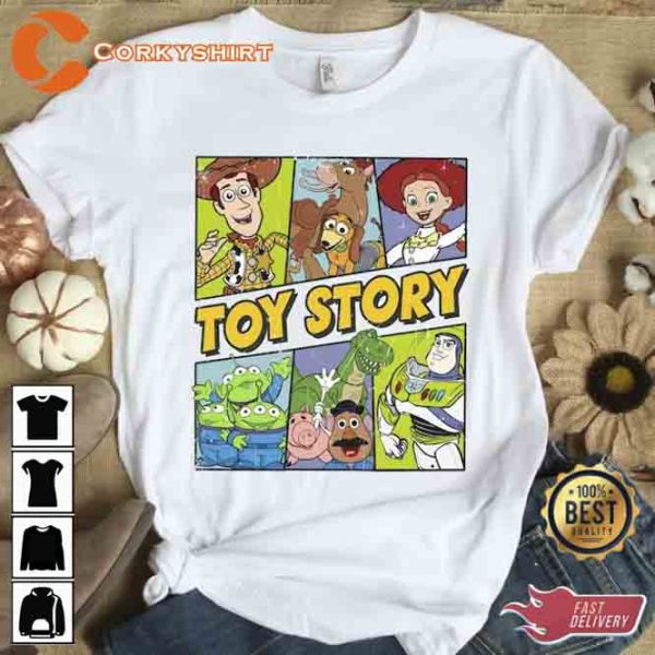 Toy Story Characters Buzz Woody Aliens Shirt