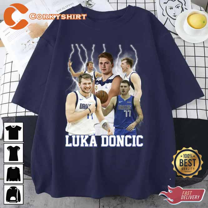 Vintage 90s Luka Doncic Dallas Basketball Tee Shirt - Corkyshirt
