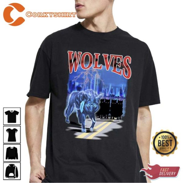 Vintage Art Minnesota Timberwolves Wolves T-Shirt