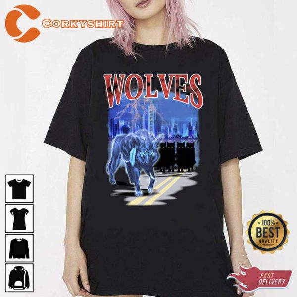 Vintage Art Minnesota Timberwolves Wolves T-Shirt