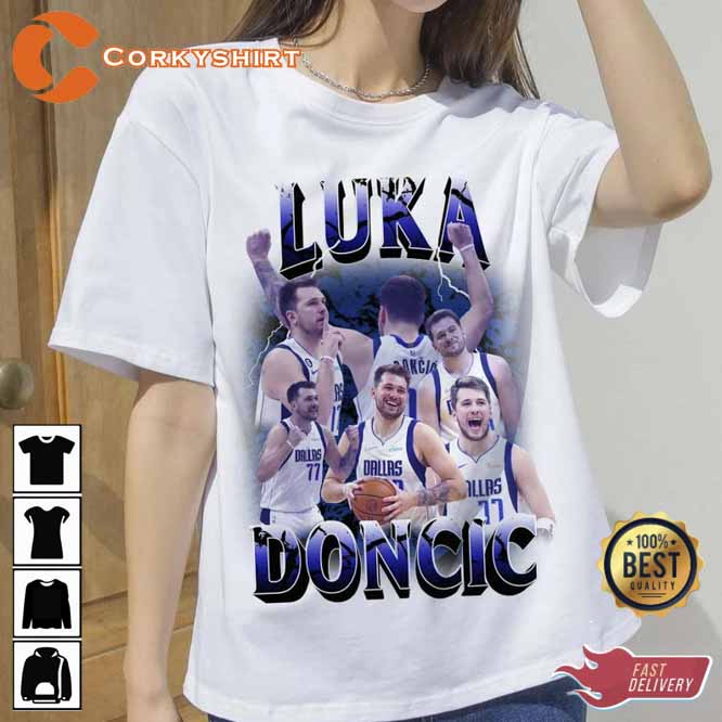 Vintage 90s Luka Doncic Dallas Basketball Tee Shirt - Corkyshirt