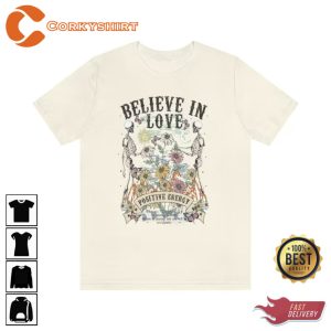 Vintage Tee Believe In Love Skeleton Hippie Shirt