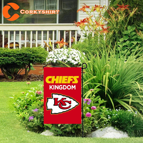 Welcome Chiefs Kingdom Kansas City House Decor Football Flag