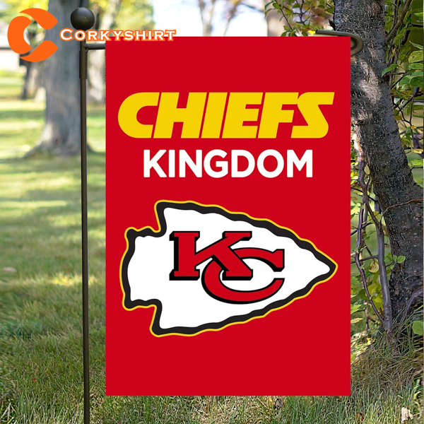 Welcome Chiefs Kingdom Kansas City House Decor Football Flag