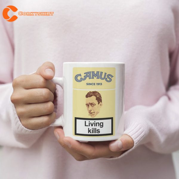 Albert Camus Living Kills Funny Ceramic Mug
