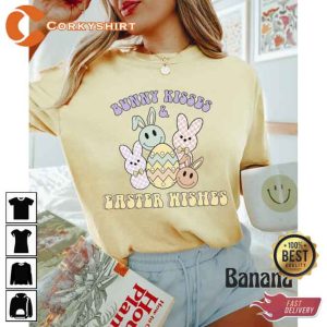 Bunny Kisses Easter Wishes Smiley Faces T-Shirt3
