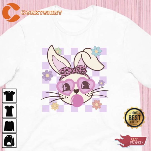 Bunny With Glasses Happy Easter Day Shirt