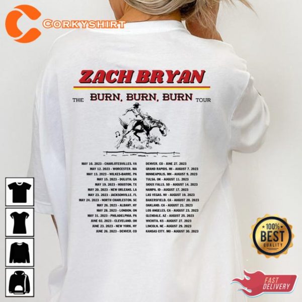 Burn Burn Burn Tour 2023 Zach Bryan Country Music Western Shirt