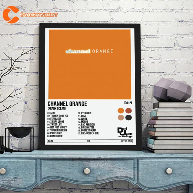 Channel Orange Poster Frank Ocean Album Tracklist Poster - Corkyshirt