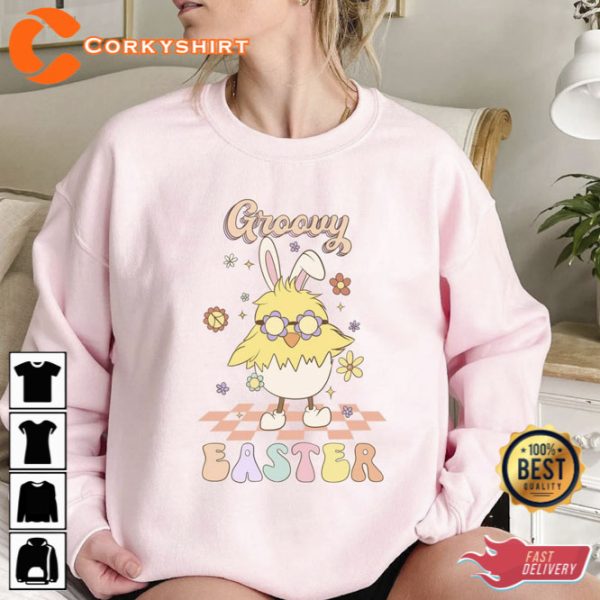 Chick with Glasses Groovy Easter Shirt