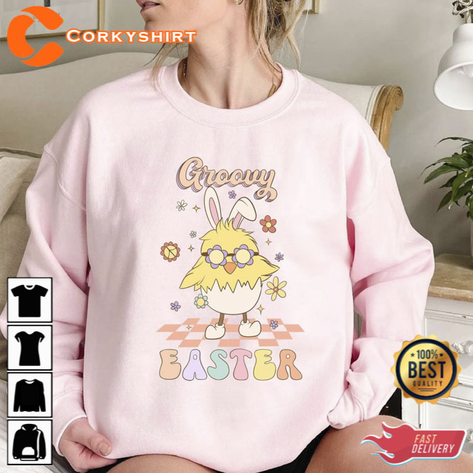 Chick with Glasses Groovy Easter Shirt 2