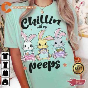 Chilling With My Peeps Easter Matching T-shirt5