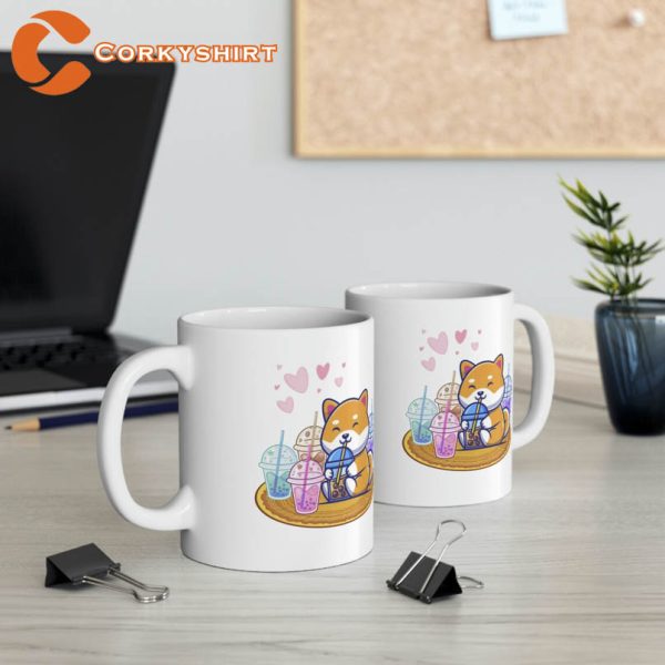 Cute Corgi Bubble Tea Ceramic Coffee Mug Gift For Animals Lovers