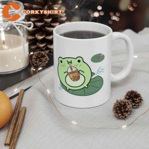Cute Frog Drinking Bubble Tea Best Printed Mug (2)