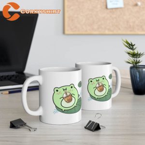 Cute Frog Drinking Bubble Tea Best Printed Mug (3)