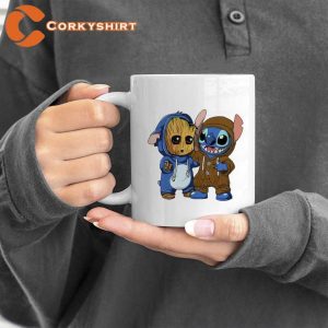 Cute Groot and Stitch Disney Cartoon Ceramic Coffee Mug