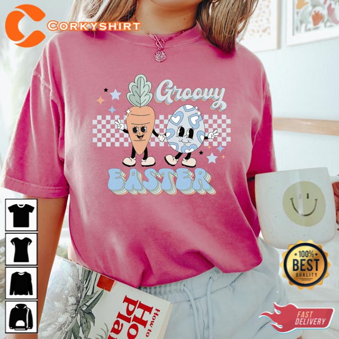 Cute Groovy Easter Carrot T-Shirt Bunny Lover Gift 1