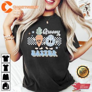 Cute Groovy Easter Carrot T-Shirt Bunny Lover Gift 2