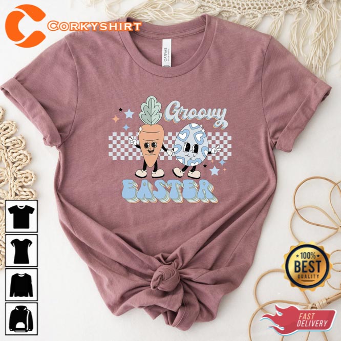 Cute Groovy Easter Carrot T-Shirt Bunny Lover Gift 3