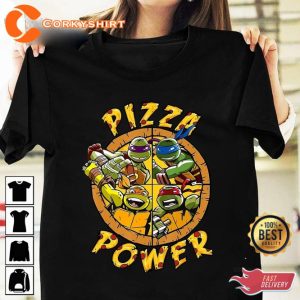 Cute Ninja Turtles Pizza Power Cartoon T-Shirt