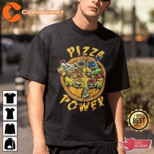 Cute Ninja Turtles Pizza Power Cartoon T-Shirt