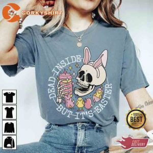 Dead Inside But It_s Easter Gothic Bunny Easter Tee Shirt3