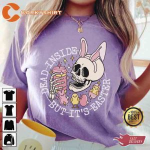Dead Inside But It_s Easter Gothic Bunny Easter Tee Shirt4