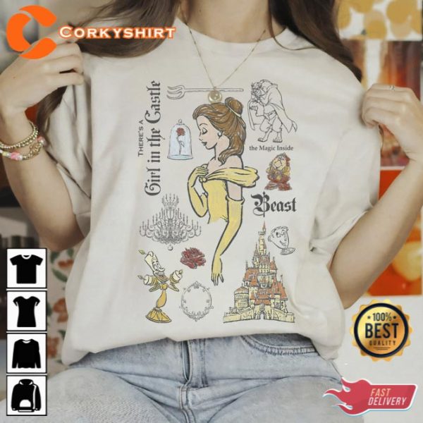 Disney Beauty And The Beast Characters Sketched T-Shirt