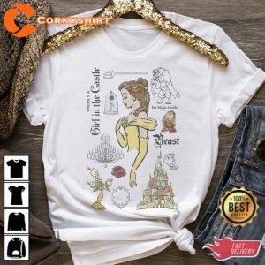 Disney Beauty And The Beast Characters Sketched T-Shirt
