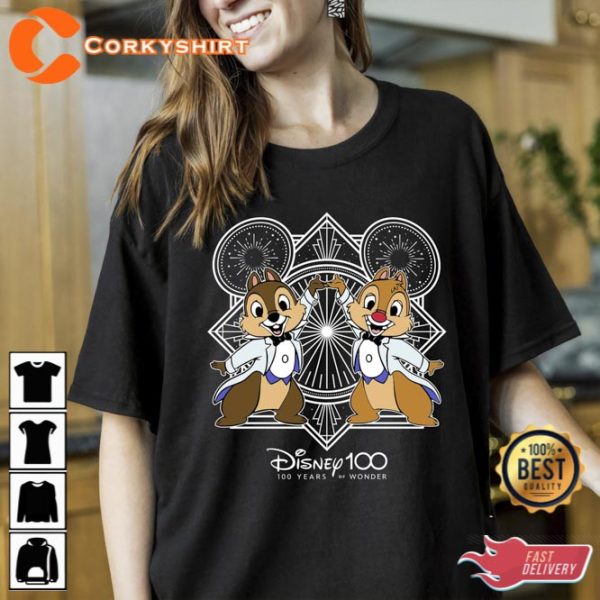 Disney Chip And Dale Couple Characters Shirt Disney 100 Years of Wonder Tee