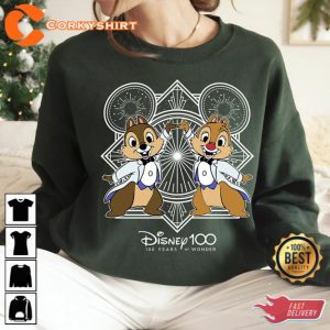 Disney Chip And Dale Couple Characters Shirt Disney 100 Years of Wonder Tee 3