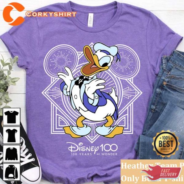 Disney Donald Duck Cute Mickey and Friends Shirt Disney 100 Years of Wonder Tee