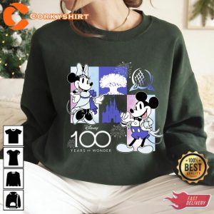 Disney Mickey and Minnie Couple Characters Shirt 100 Years of Wonder Tee 3