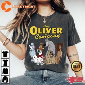 Disney Oliver And Company Group Shot Vintage Portrait Shirt