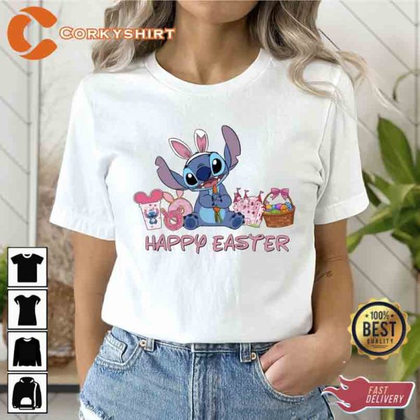 Disney Stitch Happy Easter Day Gift Unisex T-Shirt