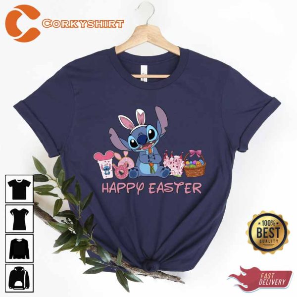 Disney Stitch Happy Easter Day Gift Unisex T-Shirt