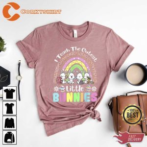 Easter Day Teacher I Teach The Cutest Little Bunnies Rainbow T-Shirt3