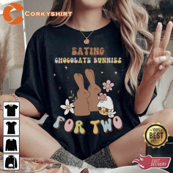 Eating Chocolate Bunnies For Two Easter Bunny Shirts
