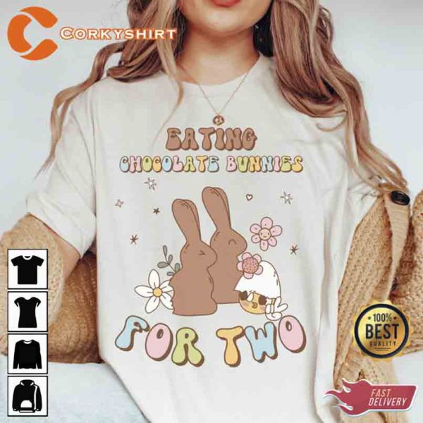 Eating Chocolate Bunnies For Two Easter Bunny Shirts