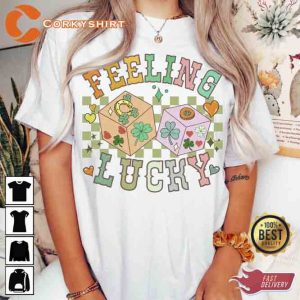 Feeling Lucky Retro St. Patrick_s Day Graphic T-shirt4