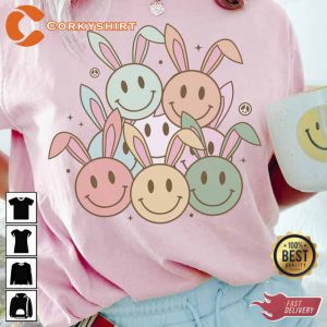 Funny Easter Bunny Smiley Faces T-Shirt2