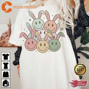 Funny Easter Bunny Smiley Faces T-Shirt4