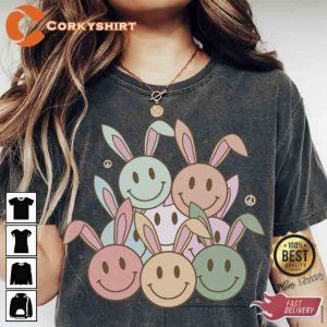 Funny Easter Bunny Smiley Faces T-Shirt5